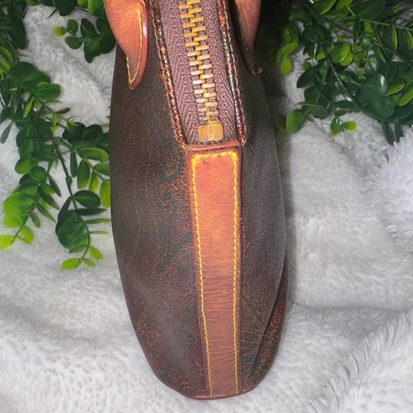 EUC Etro Leather Paisley Coated Canvas & Vachetta Small handbag - Picture 2 of 8